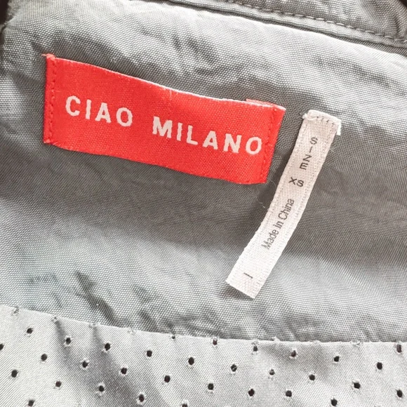 Ciao Milano Tess Water‎ Resistant Anorak Rain Jacket w/ Optional Hood Gray Blue